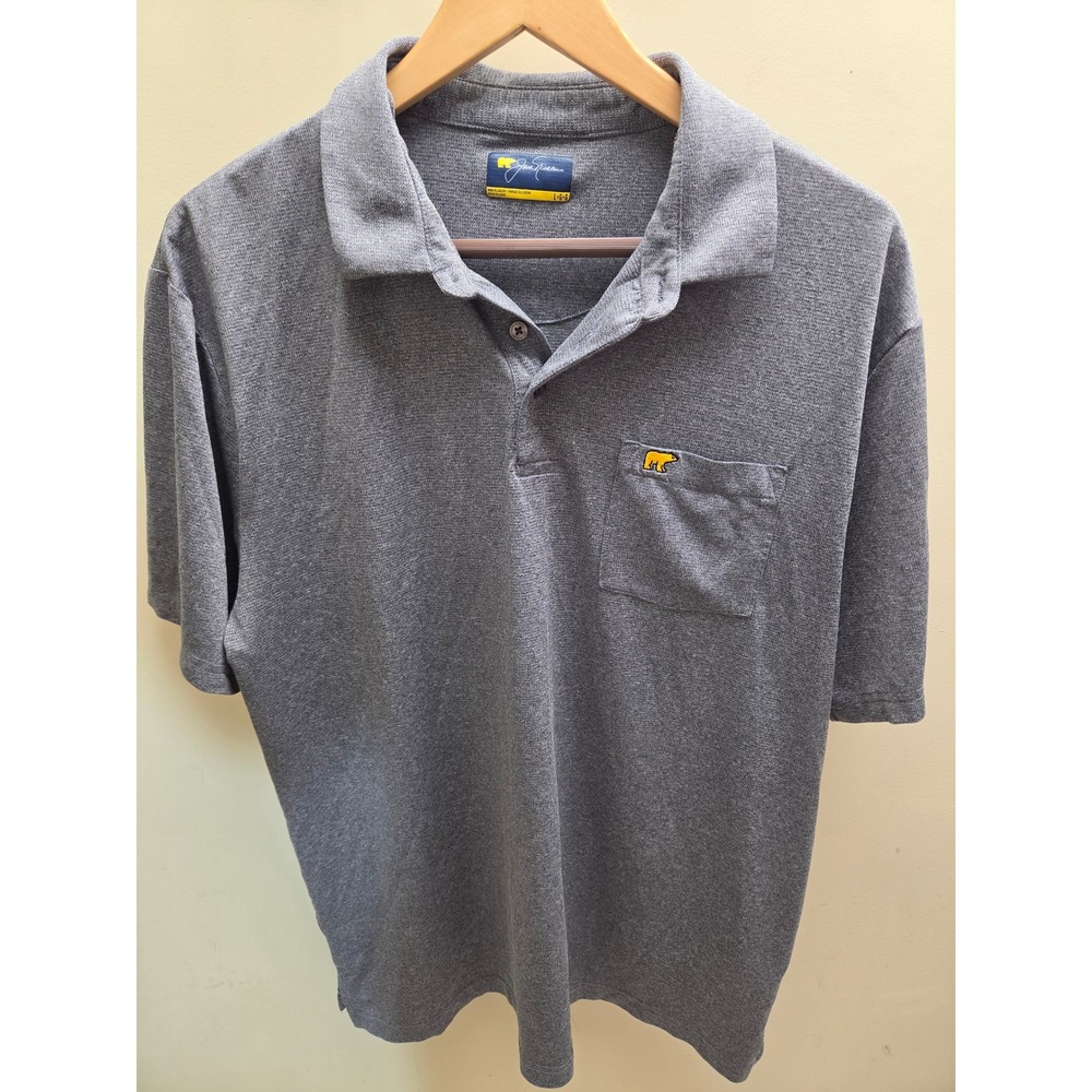 Jack Nicklaus Golden Bear Mens Gray Pocket Polo Shirt Size Large Golf Casual
